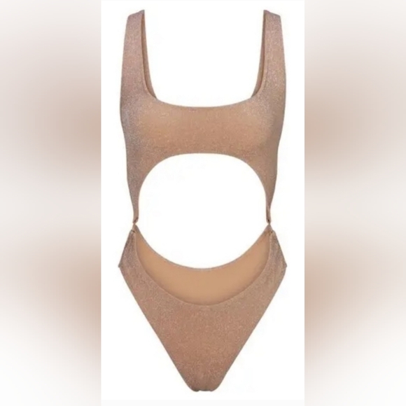 SKIMS Other - SKIMS Glitter Sparkle 1 Piece Swimsuit Sexy Monokini Sienna Nude Tan 22 24 3X